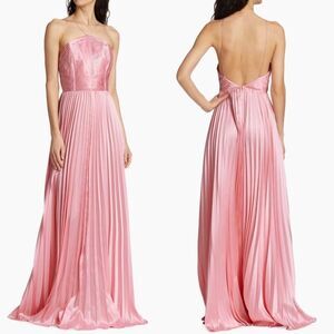 Amur Kamari Pleated Halterneck Maxi Dress in Rosewater Pink Size 4